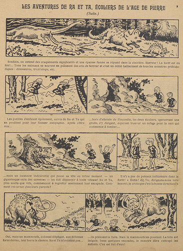 Guignol 1928 - n°96 - Les aventures de Ra et Ta écoliers de l'âge de pierre - 6 mai 1928 - page 3