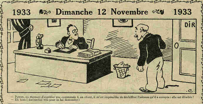 Almanach Vermot 1933 - 43 - Dimanche 12 novembre 1933
