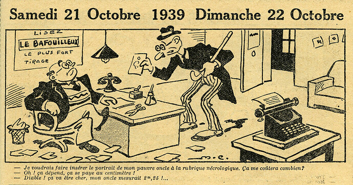 Almanach Vermot 1939 - 26 - Samedi 21 et Dimanche 22 octobre 1939
