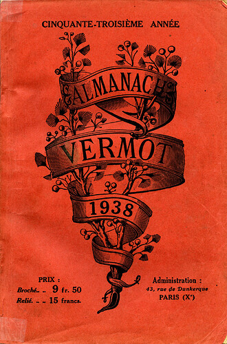 Almanach Vermot 1938 - couverture
