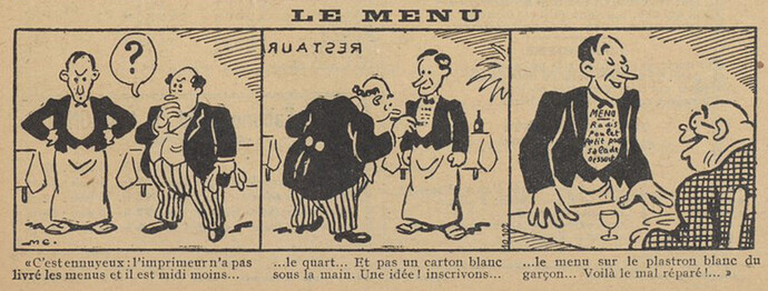 Guignol 1934 - n°10 - page 47 - Le menu - 11 mars 1934