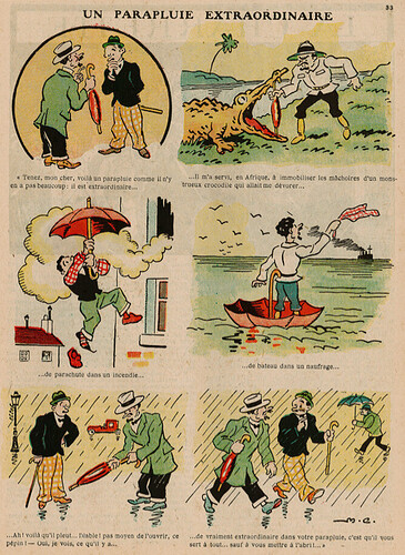 Guignol 1928 - n°100 - Un parapluie extraordinaire  - début décembre 1928 - page 33
