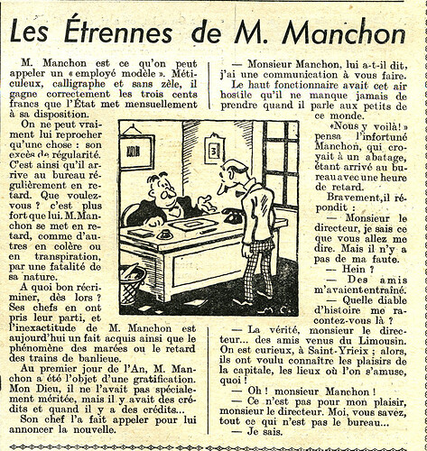 Almanach Vermot 1938 - 28 - Les étrennes de M. Manchon - Lundi 19 décembre 1938