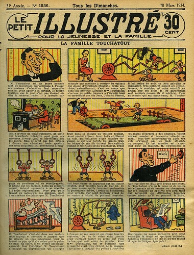 Le Petit Illustré 1934 - n°1536 - page 1 - La famille Touchatout - 18 mars 1934