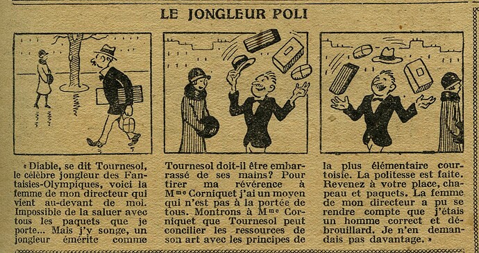 Cri-Cri 1927 - n°433 - page 5 - Le jongleur poli - 13 janvier 1927