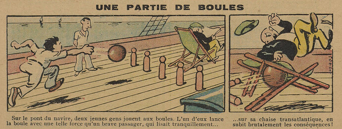 Guignol 1936 - n°16 - page 48 - Une partie de boules - 19 avril 1936