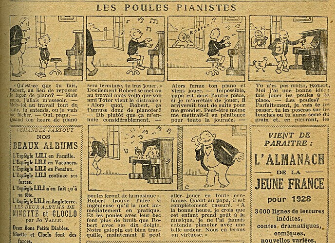 Cri-Cri 1927 - n°464 - page 11 - Les poules pianistes - 18 août 1927