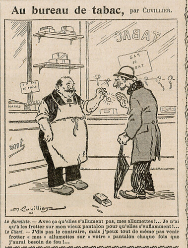 Almanach Vermot 1922 - 9 - Au bureau de tabac - Samedi 4 mars 1922
