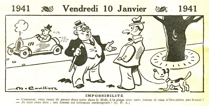 Almanach Vermot 1941 - 1 - Impossibilité - Vendredi 10 janvier 1941