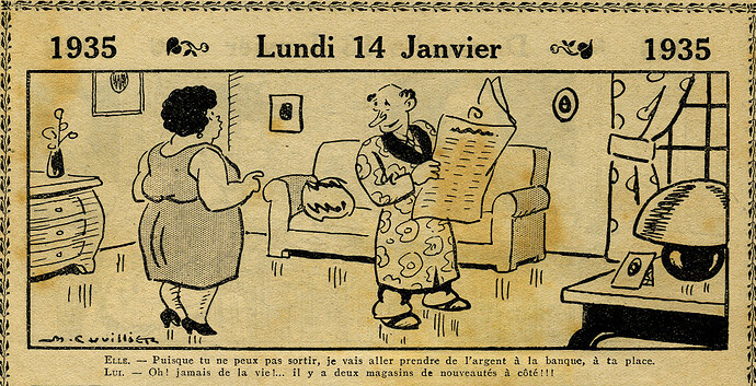 Almanach Vermot 1935 - 1 - Lundi 14 janvier 1935