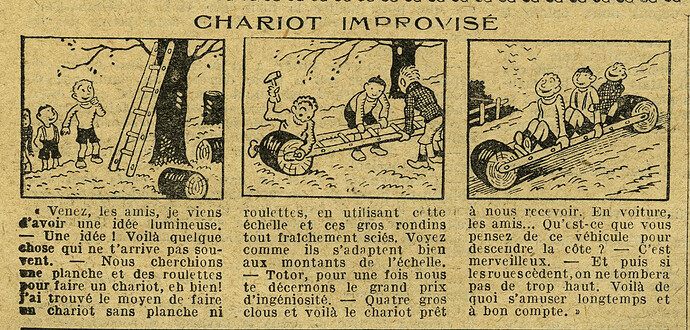 Le Petit Illustré 1928 - n°1253 - page 4 - Chariot improvisé - 14 octobre 1928