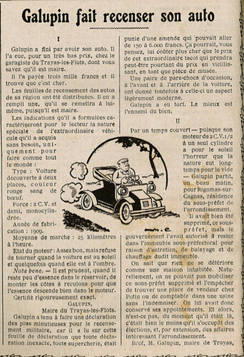 Almanach Vermot 1931 - 7 - Galupin fait recenser son auto - Vendredi 30 janvier 1931