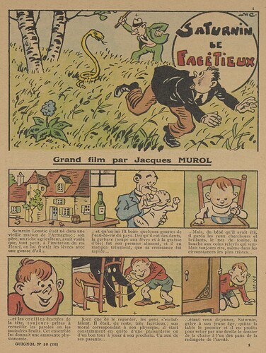Guignol 1935 - n°10 - page 1 - Saturnin le facétieux - 10 mars 1935