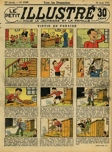 Le Petit Illustré 1933 - n°1506 - page 1 - Tintin en pension - 20 août 1933