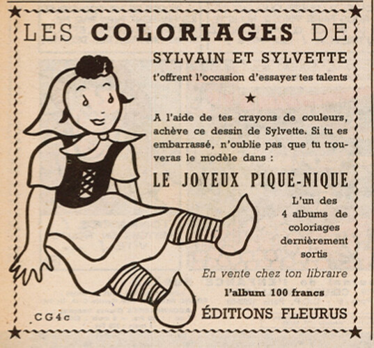 Fripounet et Marisette 1955 - n°45 - Publicité pour un album de coloriages Sylvain et Sylvette - 6 novembre 1955 - page 7