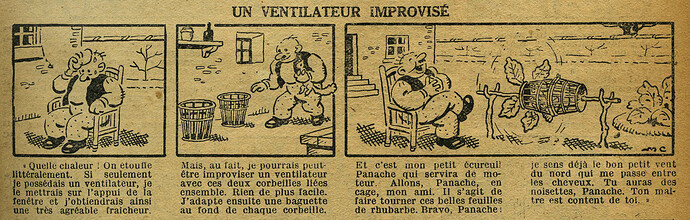 Le Petit Illustré 1930 - n°1341 - page 7 - Un ventilateur improvisé - 22 juin 1930