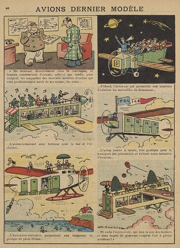 Guignol 1936 - n°3 - page 46 - Avions dernier modèle - 19 janvier 1936