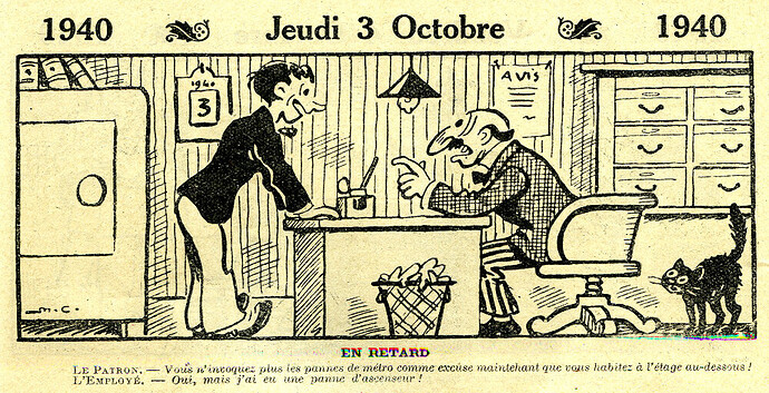 Almanach Vermot 1940 - 21 - Jeudi 3 octobre 1940