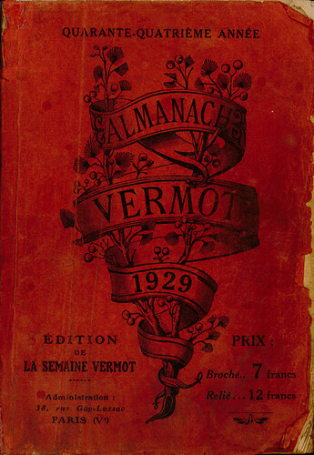 Almanach Vermot 1929 - couverture