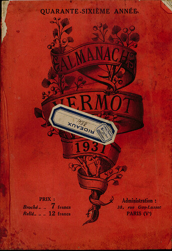 Almanach Vermot 1931 - couverture