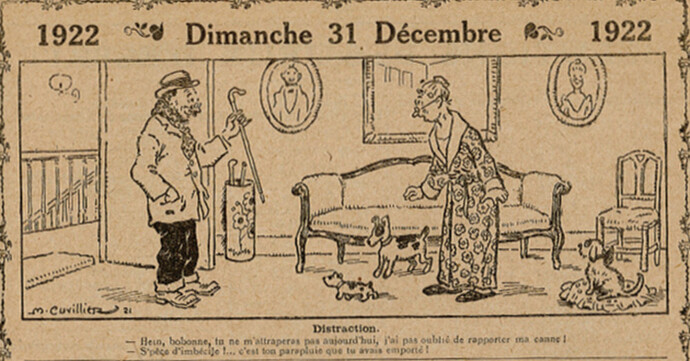 Almanach Vermot 1922 - 46 - Distraction - Dimanche 31 décembre 1922