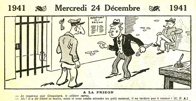 Almanach Vermot 1941 - 50 - A la prison - Mercredi 24 décembre 1941