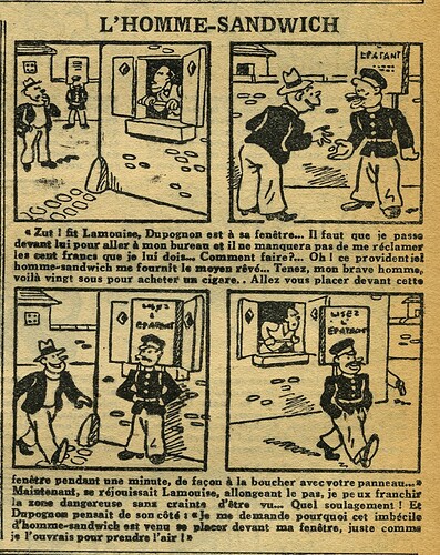 L'Epatant 1934 - n°1342 - page 7 - L'homme-sandwich - 19 avril 1934