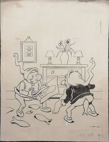 Planche Perlin et Pinpin - couverture n°13 de 1957 (1)