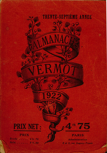 Couverture almanach Vermot de 1922