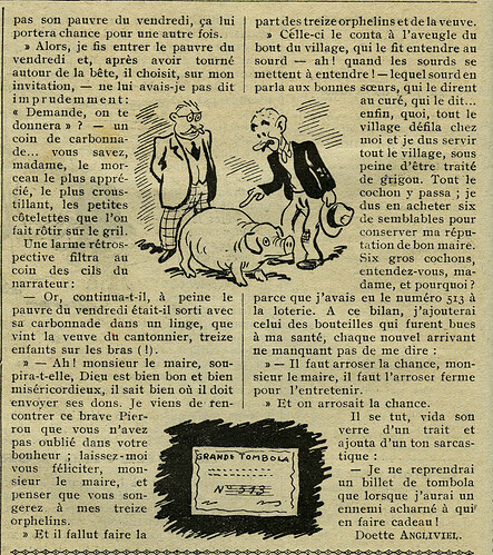 Almanach Vermot 1937 - 23 - Le billet de tombola - Jeudi 29 juillet 1937
