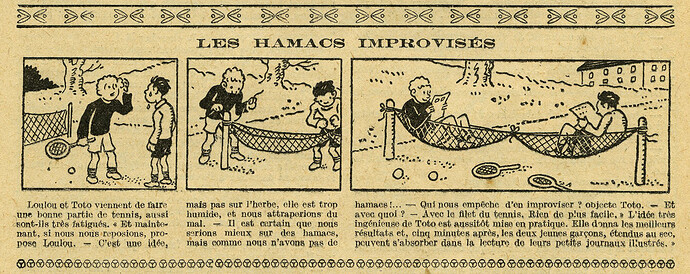 Le Petit Illustré 1928 - n°1237 - page 12 - Les hamacs improvisés - 24 juin 1928