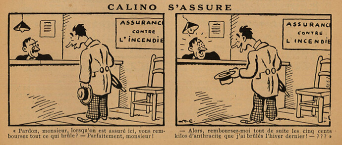 Guignol 1934 - n°2 - page 47 - Calino s'assure - 14 janvier 1934