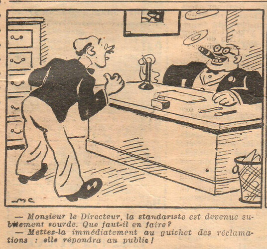 Almanach National 1933 - 61 - dimanche 10 décembre 1933 - Monsieur le Directeur la standardiste est devenue subitement sourde