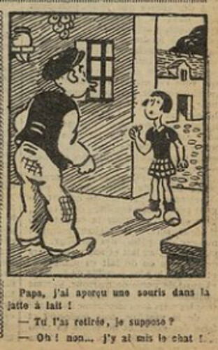 Fillette 1931 - n°1219 - page 11 - Papa j'ai aperçu une souris dans la jatte à lait ! - 2 août 1931