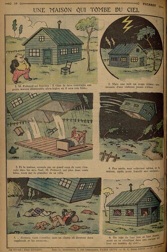 Pierrot 1934 - n°31 - page 16 - Une maison qui tombe du ciel - 5 août 1934