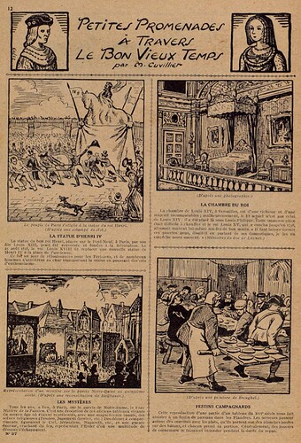 Lisette 1938 - n°37 - page 12 - Petites promenades à travers le Bon Vieux Temps - 11 septembre 1938