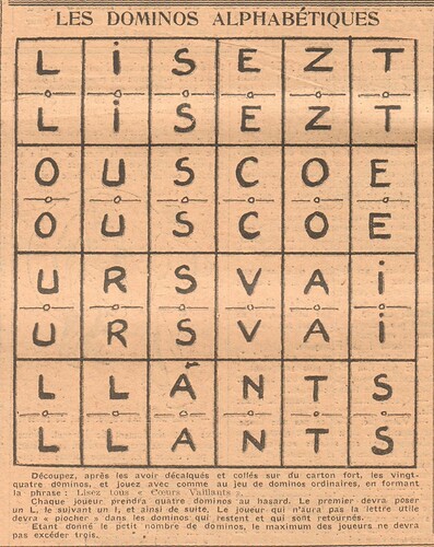 Coeurs Vaillants 1936 - n°32 - page 8 - Les dominos alphabétiques - 9 août 1936