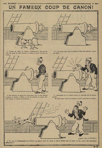 Pierrot 1928 - n°131 - page 5 - Un fameux coup de canon ! - 24 juin 1928