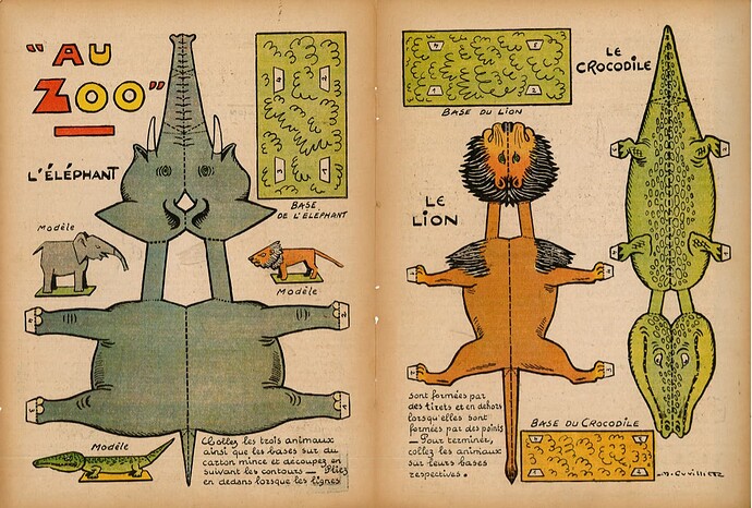Le Journal de Bébé 1939 - n°413 - 5 octobre 1939 - Au Zoo (découpages)