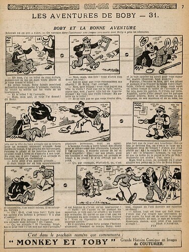 Cri-Cri 1933 - n°756 - page 7 - Les aventures de BOBY (31) - 23 mars 1933