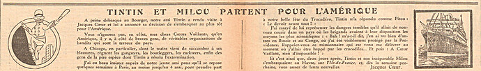 Coeurs Vaillants 1933 - n°13 - pages 4 et 5 - Tintin et Milou partent pour l'Amérique - 26 mars 1933