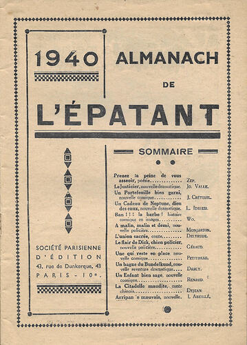 Almanach de L'ÉPATANT 1940 - page 1 - Sommaire