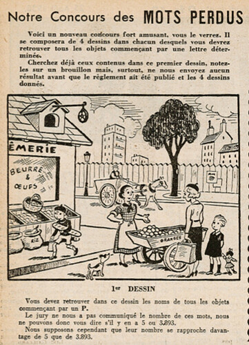 Ames Vaillantes 1938 - n°34 - page 2 - Concours des Mots Perdus (1er dessin) - 25 août 1938