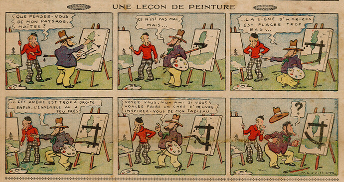 Pierrot 1936 - n°22 - page 1 - Une leçon de peinture - 31 mai 1936