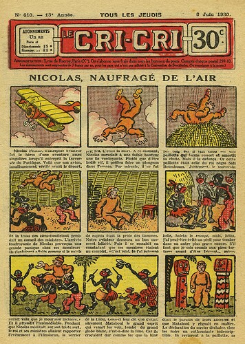 Cri-Cri 1930 - n°610 - page 1 - Nicolas naufragé de l'air - 6 juin 1930