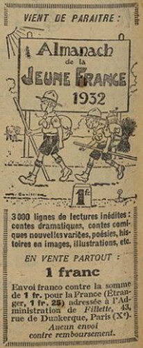 Fillette 1931 - n°1224 - page 4 - Publicité pour l'Alamanch de la Jeune France de 1932 - 6 septembre 1931