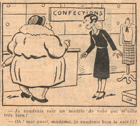Almanach National 1933 - 59 - jeudi 23 novembre 1933 - Je voudrais voir un modèle de robe qui m'aille très bien