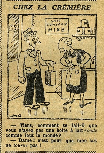 Fillette 1933 - n°1311 - page 12 - Chez la crèmière - 7 mai 1933