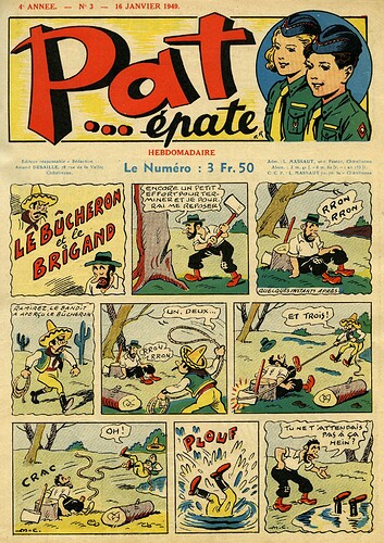 Pat épate 1949 - n°3 - page 1 - Le bûcheron et le brigand - 16 janvier 1949