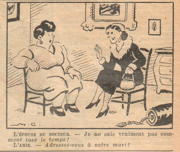 Almanach National 1933 - 2 - mardi 3 janvier 1933 - L'épouse du Docteur - Je ne sais vraiment pas comment tuer le temps